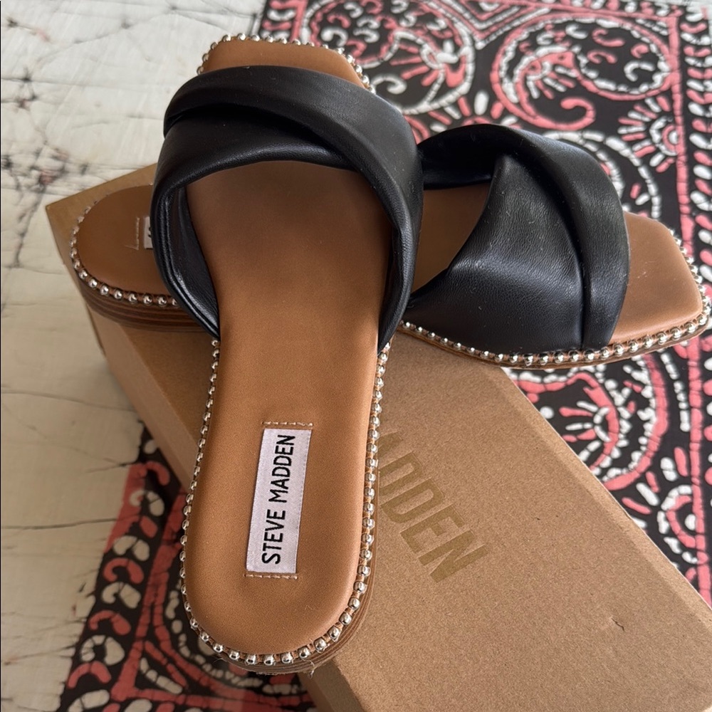 Steve Madden Black Slide Sandals